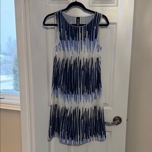 Miss Versa White and Blue Patterned Dress